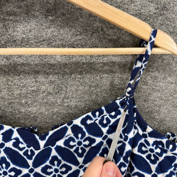 Old Navy Mini Dress Women XL Blue Floral Short Zipper V-Neck Sleeveless Casual - Picture 3 of 8